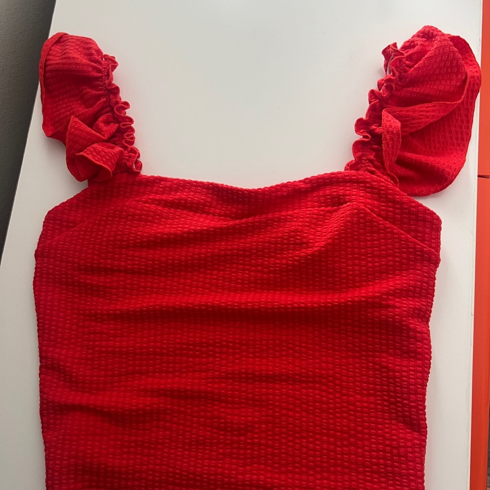 Moa Moa Bold Red Textured Top